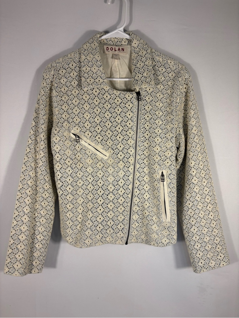 Dolan Left Coast Collection Embroidered Lace Moto Jacket Size Large
